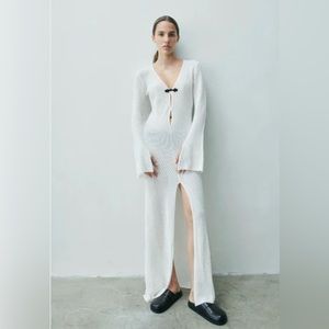 NWT Crochet Long Sleeve Maxi Beach Dress